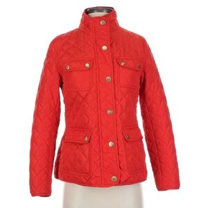Red Quilted Jacket with Gold Buttons
